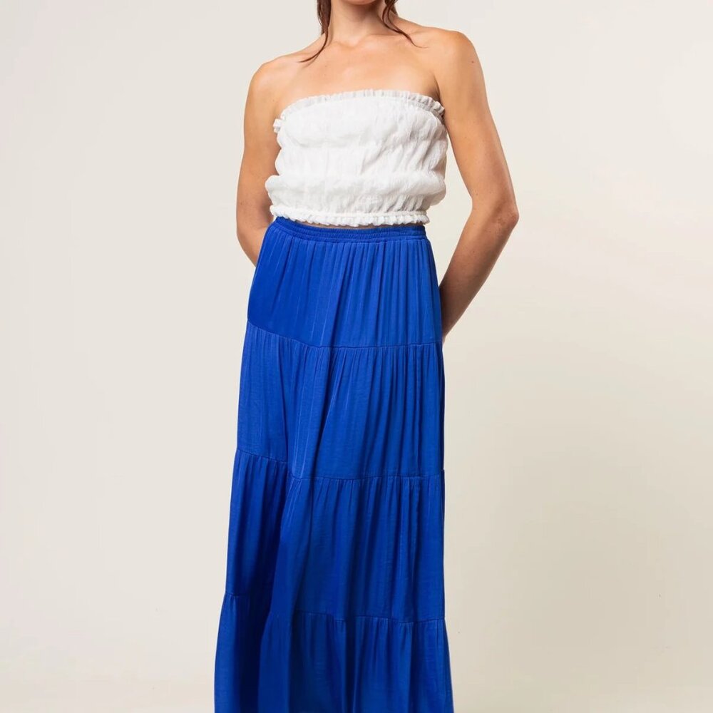 Royal Blue Tiered Maxi Skirt